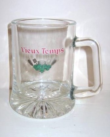 beer glass from the InBev brewery in Belgium with the inscription 'Vieux Temps'