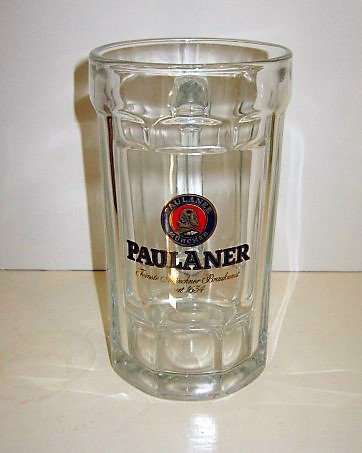 beer glass from the Paulaner brewery in Germany with the inscription 'Paulaner Munchen. Paulaner, Feinste Munchner Braukunst Seit 1634  '