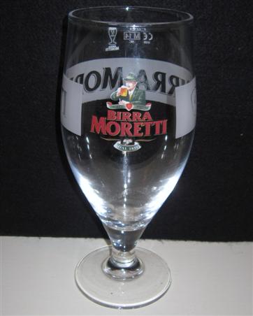 beer glass from the Moretti brewery in Italy with the inscription 'Birra Moretti Dal 1859'