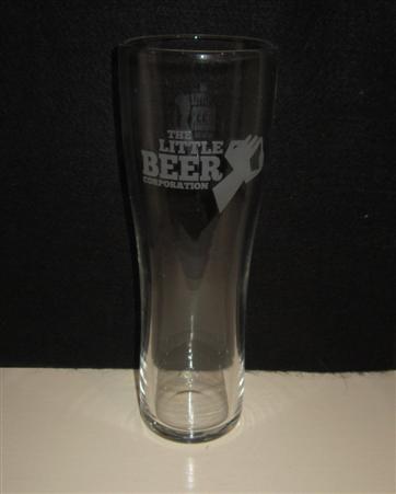beer glass from the The Little Beeer Corporation brewery in England with the inscription 'The Little Beeer Corporation'