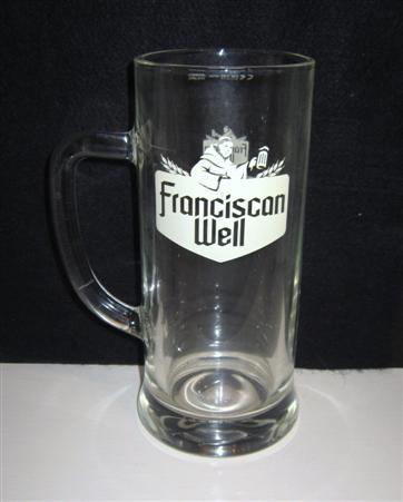 beer glass from the Franciscan Well brewery in Ireland with the inscription 'Franciscan Well.'