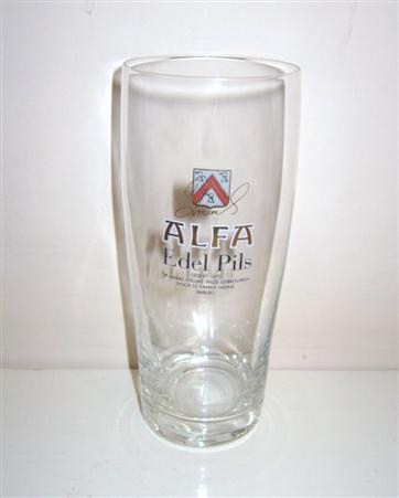 beer glass from the Alfa  brewery in Netherlands with the inscription 'Alfa Edel Pils'