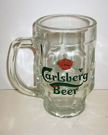 beer glass from the Carlsberg brewery in Denmark with the inscription 'Carlsberg Beer'