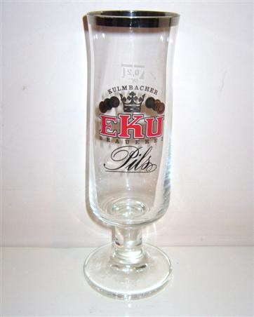 beer glass from the Kulmbacher brewery in Germany with the inscription 'Kulmbacher EKU Brauerei Pils'