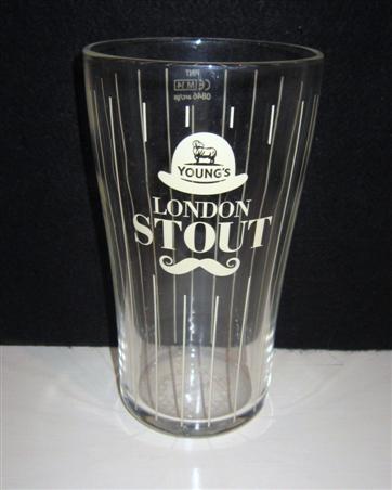beer glass from the Young's brewery in England with the inscription 'Young's London Stout'