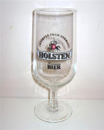 beer glass from the Holsten brewery in Germany with the inscription 'Imported From Germany, Holsten Premium Bier'