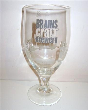 beer glass from the SA Brain brewery in Wales with the inscription 'Brains Craft Brewery'