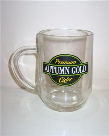 beer glass from the Matthew Clark  brewery in England with the inscription 'Premium Autumn Gold Cider'