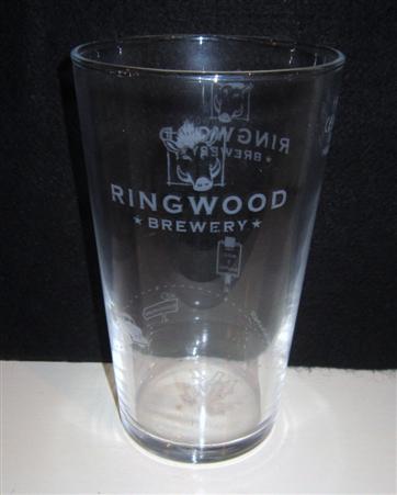 beer glass from the Ringwood brewery in England with the inscription 'Ringwood Brewery'