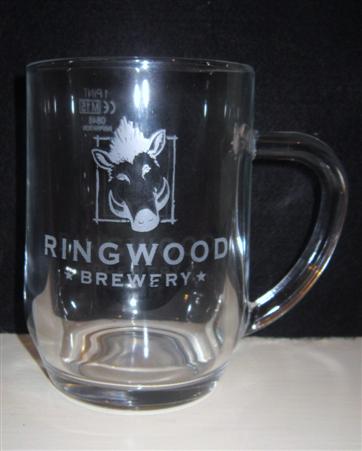 beer glass from the Ringwood brewery in England with the inscription 'Ringwood Brewery'