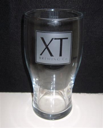 beer glass from the XT brewery in England with the inscription 'XT Brewing Co'