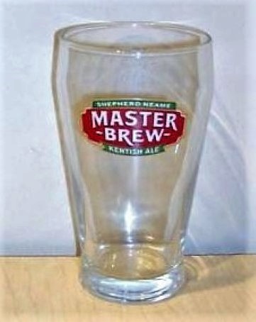 beer glass from the Shepherd Neame brewery in England with the inscription 'Shepherd Neam Master Brew Kentish Ale'