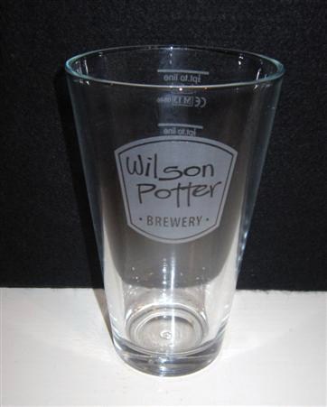 beer glass from the Wilson Potter brewery in England with the inscription 'Wilson Potter Brewery'
