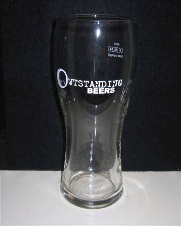 beer glass from the Outstanding brewery in England with the inscription 'Outstanding Beers'