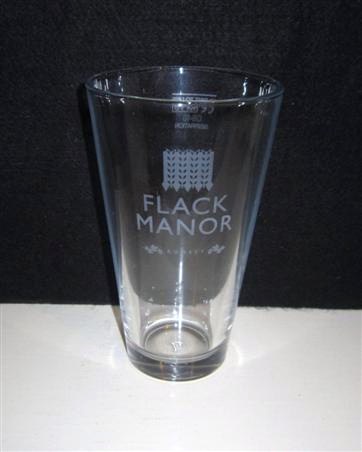 beer glass from the Flack Manor brewery in England with the inscription 'Flack Manor Romsey'