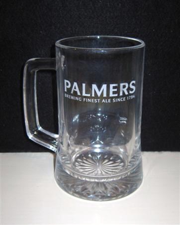beer glass from the Palmers brewery in England with the inscription 'Plamers, Brewing Finest Ales Since 1794'