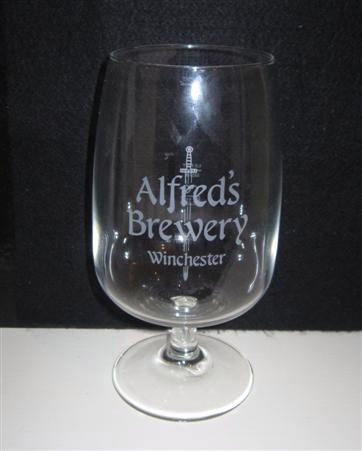 beer glass from the Alfred's brewery in England with the inscription 'Alfred's Brewery, Winchester'