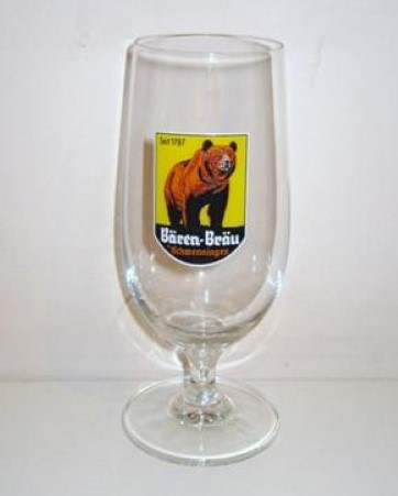 beer glass from the Villingen-Schwenningen  brewery in Germany with the inscription 'Siet 1797 Baren Brau Schwenningen'