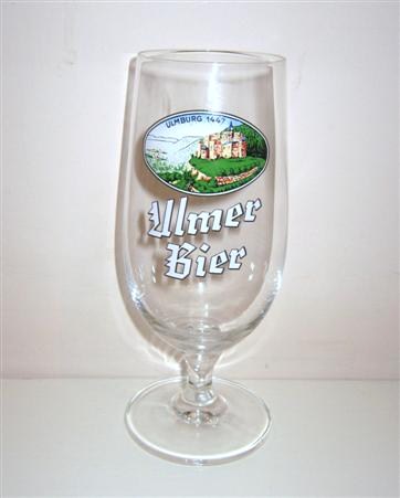 beer glass from the  Ulmer  brewery in Germany with the inscription 'Ulmberg 1447 Ulmer Bier'