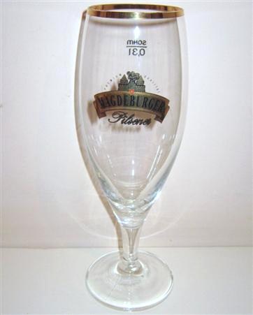 beer glass from the Diamant Magdeburg brewery in Germany with the inscription 'Premium Qualitat Magdeburger Pilsener'