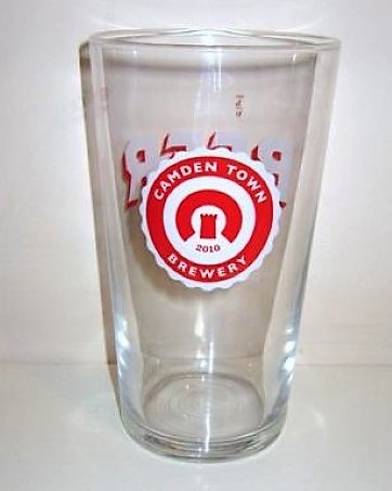 beer glass from the Camden Town  brewery in England with the inscription 'Camden Town Brewery 2010'