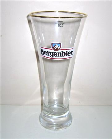 beer glass from the Bergenbier SA brewery in Romania with the inscription 'Bergenbier'