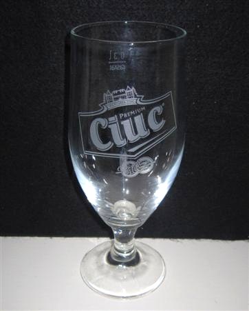 beer glass from the Heineken Romania brewery in Romania with the inscription 'Premium Ciuc'