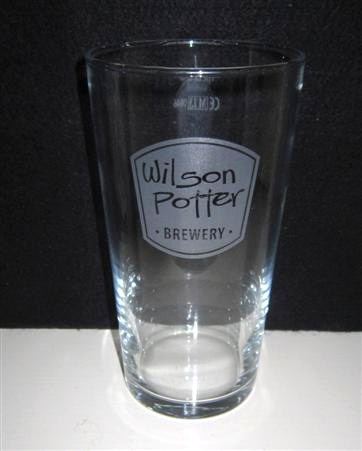 beer glass from the Wilson Potter brewery in England with the inscription 'Wilson Potter Brewery'