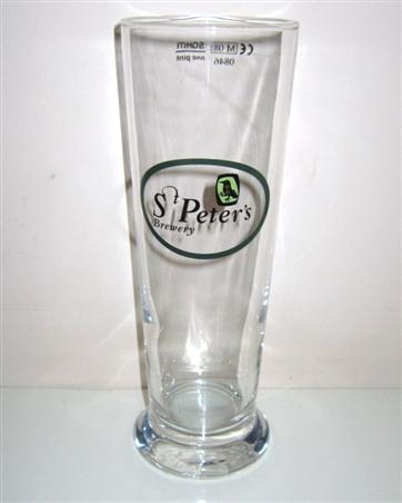 beer glass from the St Peter,s Brewery  brewery in England with the inscription 'St Peter's Brewery'