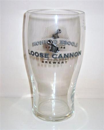 beer glass from the Loose Cannon brewery in England with the inscription 'Loose Cannon Brewery'