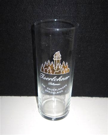 beer glass from the Iserlohner  brewery in Germany with the inscription 'Iserlohner Pilsner, Ein Saverlander Spezialbier'