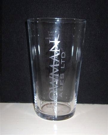 beer glass from the Bowman brewery in England with the inscription 'Bowman Ales Ltd'