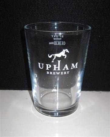 beer glass from the Upham brewery in England with the inscription 'Upham Brewery'