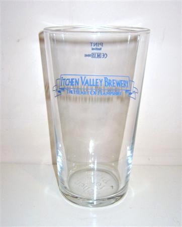 beer glass from the Itchen Valley  brewery in England with the inscription 'Itchen Valley Brewery. The Heart Of Hampshire'