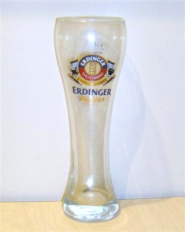 beer glass from the Erdinger  brewery in Germany with the inscription 'Erdinger Weissbru In Bayern Gebraut. Erdinger Weibier'