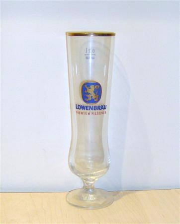 beer glass from the Lowenbrau brewery in Germany with the inscription 'Lowenbrau Premium Pilsener'