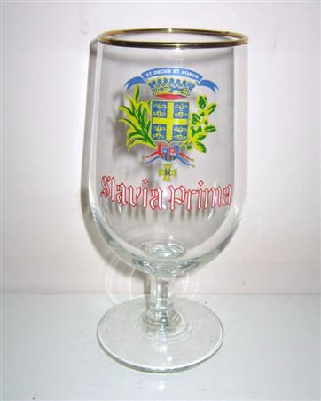 beer glass from the De la Comte  brewery in France with the inscription 'Slavia Prima'