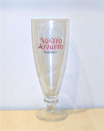 beer glass from the Peroni brewery in Italy with the inscription 'Nastro Azzurro Export Lager'