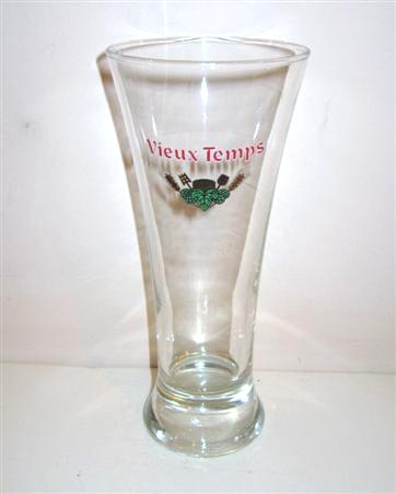 beer glass from the InBev brewery in Belgium with the inscription 'Vieux Temps'