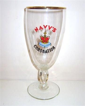 beer glass from the Marine brewery in Belgium with the inscription 'Navy's Coronation'