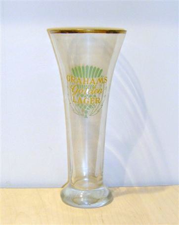 beer glass from the Alloa brewery in Scotland with the inscription 'Grahams Golden Lager'