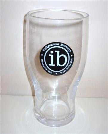 beer glass from the Indigenous brewery in England with the inscription 'Indigenous Brewery IB, Chappleworth West Berkshire'