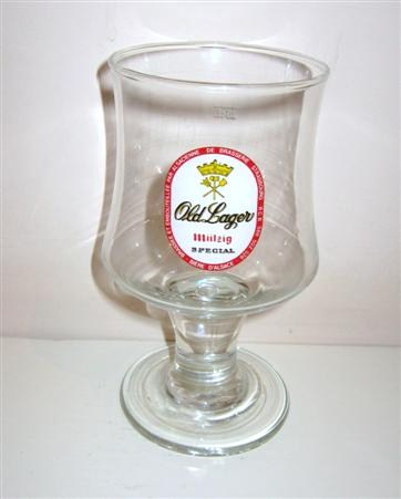 beer glass from the Mutzig brewery in France with the inscription 'Old Lager Mutzig Special'