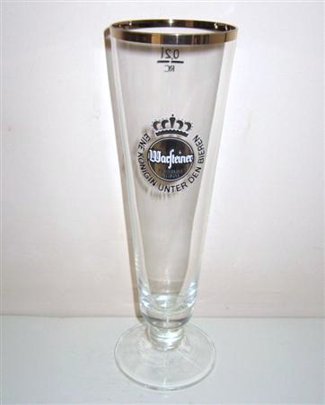 beer glass from the Warsteiner brewery in Germany with the inscription 'Warsteiner Premium verum Eine Konigin Unter Den Bieren'