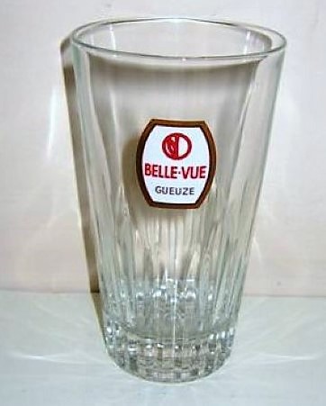 beer glass from the Belle vue brewery in Belgium with the inscription 'Belle-vue Gueuze'