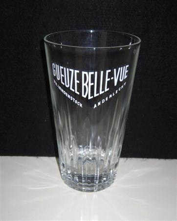 beer glass from the Belle vue brewery in Belgium with the inscription 'Gueze Belle-vue, Ph Vanderstock Anderlecht'