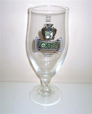 beer glass from the Forst brewery in Italy with the inscription 'Forst, Spezialbier Brauerei Since 1857'