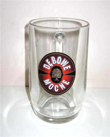 beer glass from the Kompania Piwowarska brewery in Poland with the inscription 'De,Bowe Mocne'