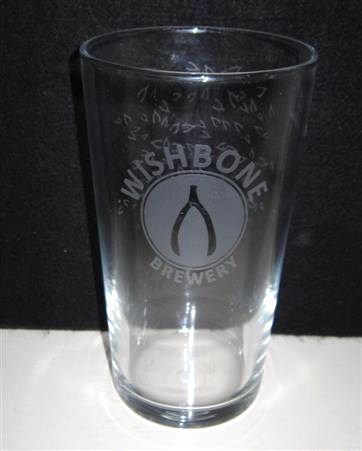 beer glass from the Wishbone brewery in England with the inscription 'Wishbone Brewery'