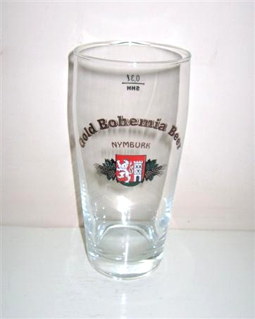 beer glass from the  Nymburk brewery in Czech Republic with the inscription 'Gold Bohemia Beer, Nymburk'
